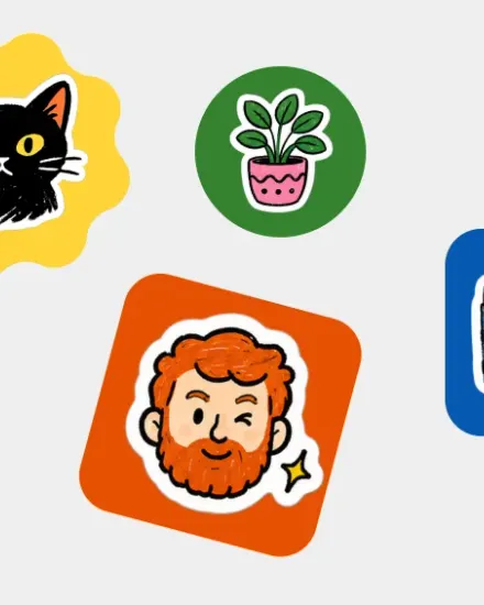 A colorful collection of illustrated stickers.